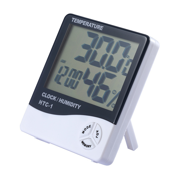 LCD Digital Temperature Humidity Meter HTC-1 Home Indoor Outdoor hygrometer thermometer Weather Station with Clock