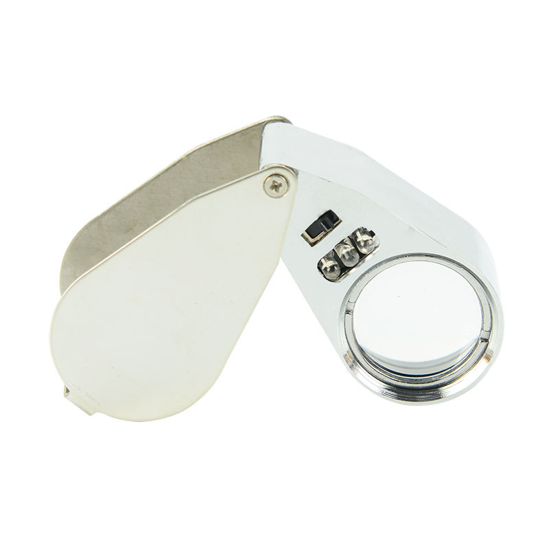 NO.9890 40X Jewelry Magnifier with LED &UV all metal structure Magnifying Glass Eye Loupe