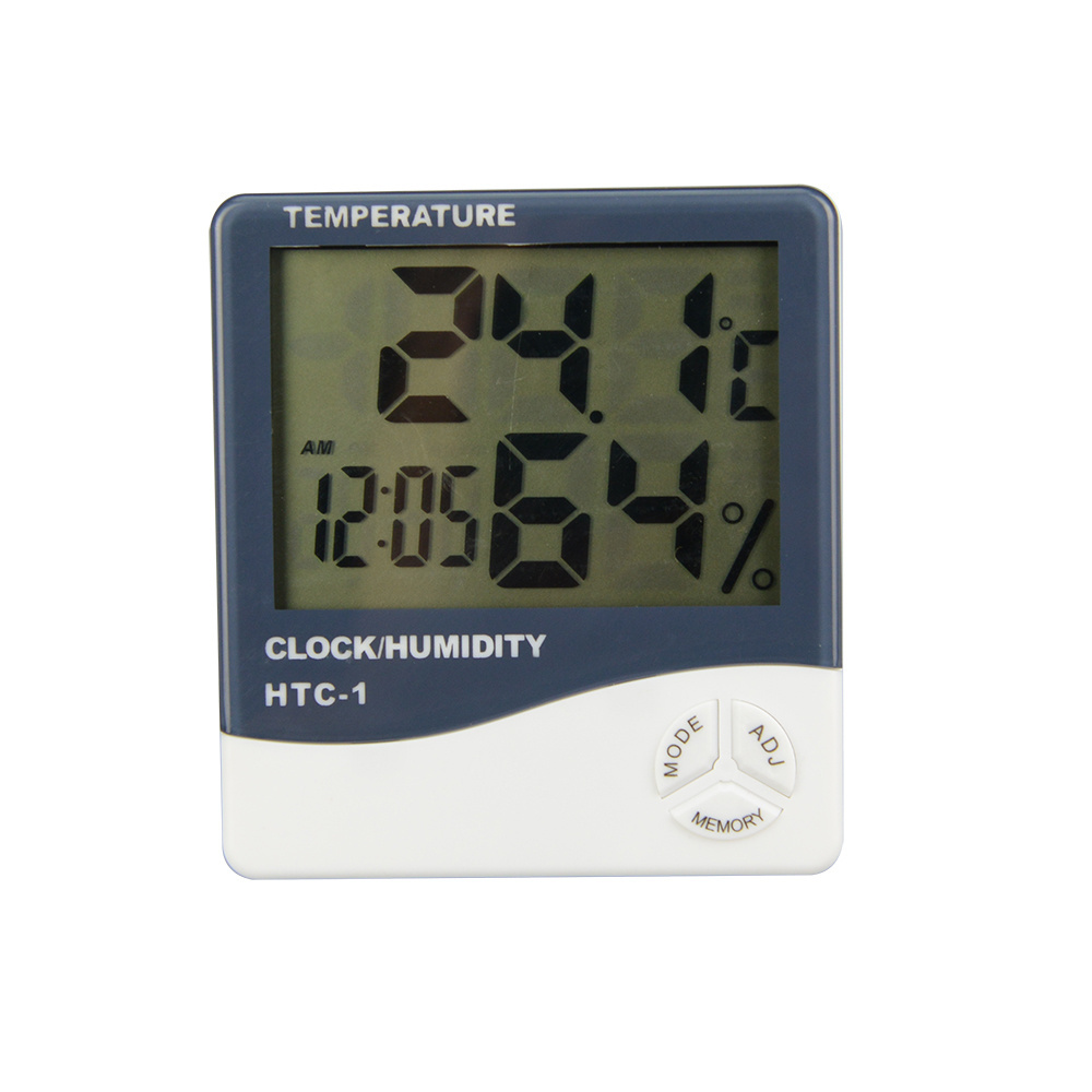 LCD Digital Temperature Humidity Meter HTC-1 Home Indoor Outdoor hygrometer thermometer Weather Station with Clock