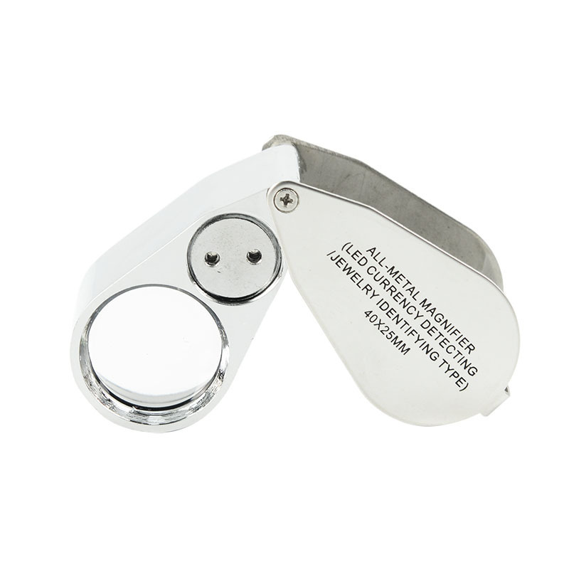 NO.9890 40X Jewelry Magnifier with LED &UV all metal structure Magnifying Glass Eye Loupe