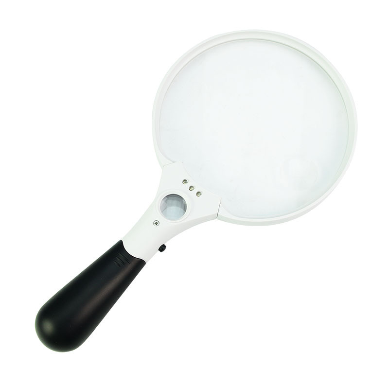 TH-607B Jumbo Size LED Lighted Reading Magnifier Magnifying Glass With LED Light Dia.130mm Power 2X 4X 25X For Books