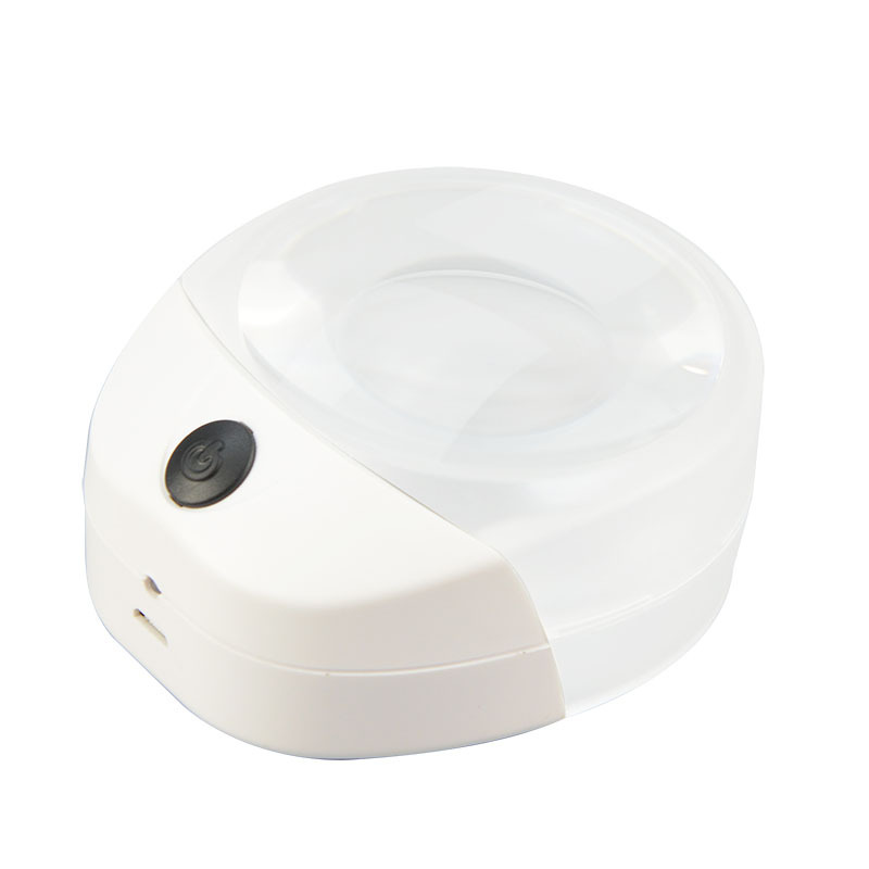 NO.PW6010C  10x Paperweight dome magnifier with USB connected rechargeable battery and LED light