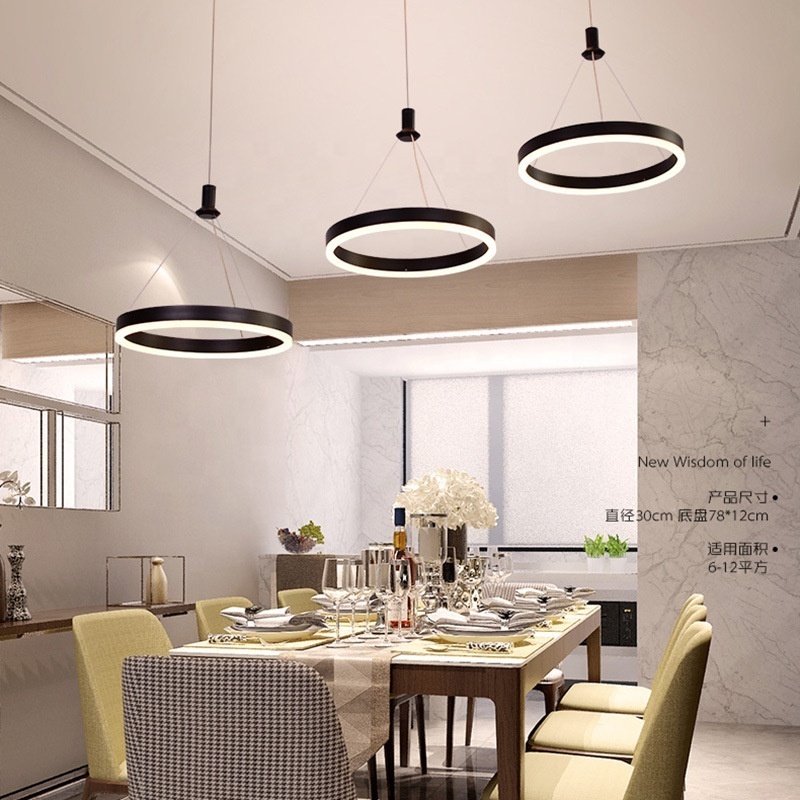 Modern Nordic Ceiling Hanging Pendant Light 3 Ring LED Chandelier for Living Room Kitchen Island Hotel Restaurant Lighting