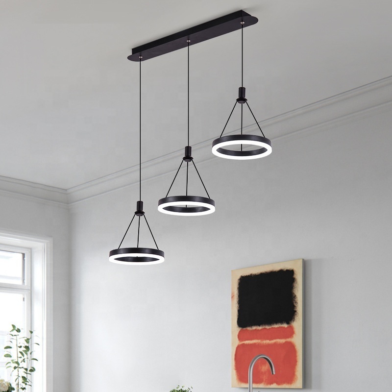 Modern Nordic Ceiling Hanging Pendant Light 3 Ring LED Chandelier for Living Room Kitchen Island Hotel Restaurant Lighting