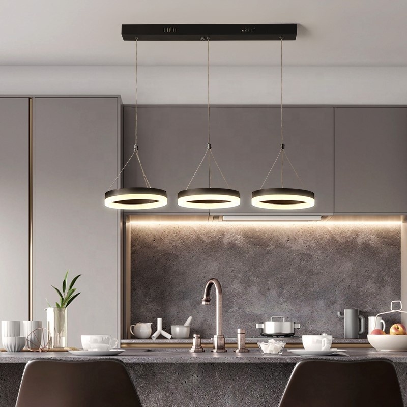 Modern Nordic Ceiling Hanging Pendant Light 3 Ring LED Chandelier for Living Room Kitchen Island Hotel Restaurant Lighting