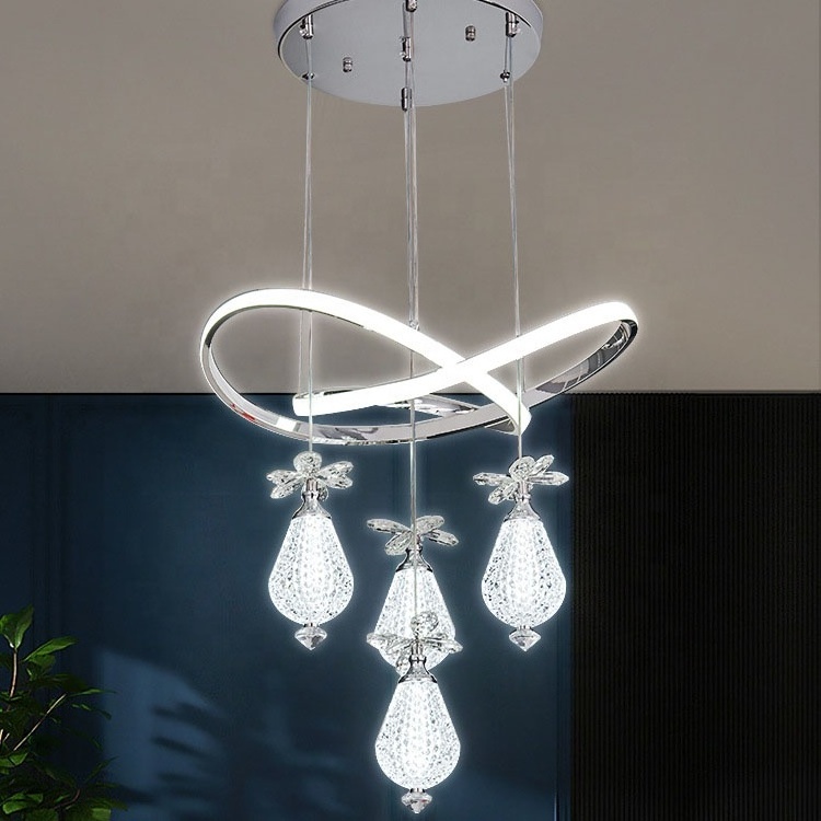 Nordic 3 head gold crystal ceiling chandelier kitchen island dining room living room or restaurant modern LED pendant light