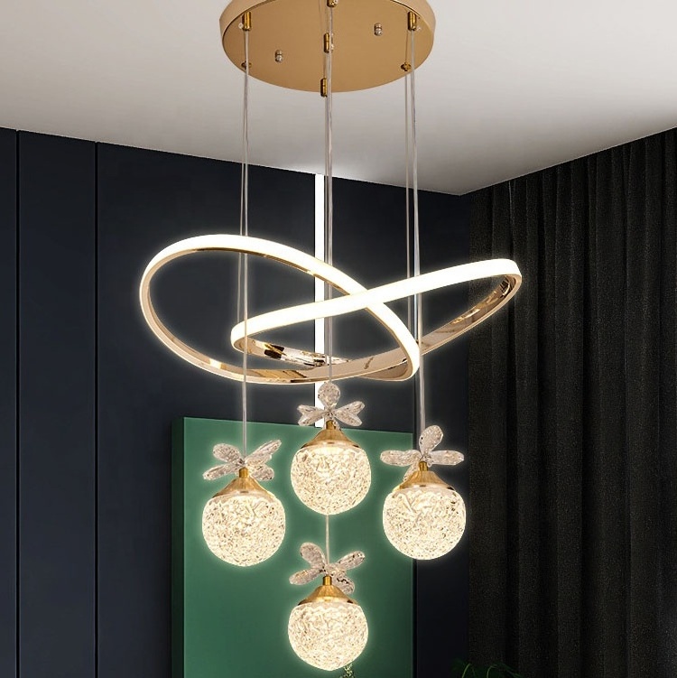 Nordic 3 head gold crystal ceiling chandelier kitchen island dining room living room or restaurant modern LED pendant light