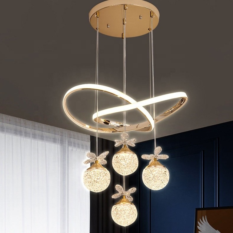 Nordic 3 head gold crystal ceiling chandelier kitchen island dining room living room or restaurant modern LED pendant light