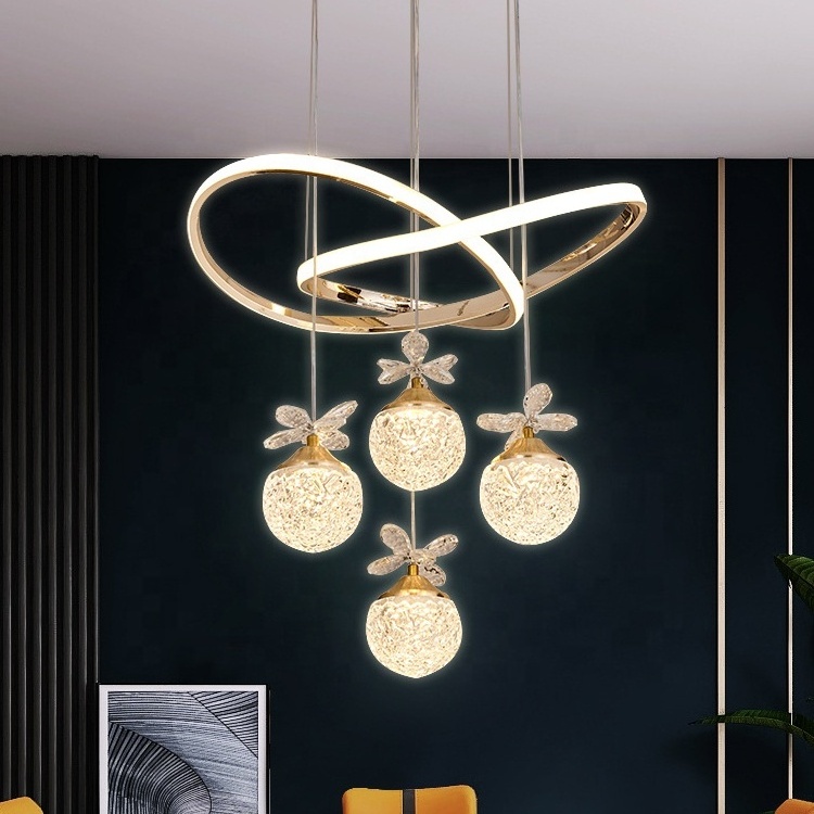 Nordic 3 head gold crystal ceiling chandelier kitchen island dining room living room or restaurant modern LED pendant light