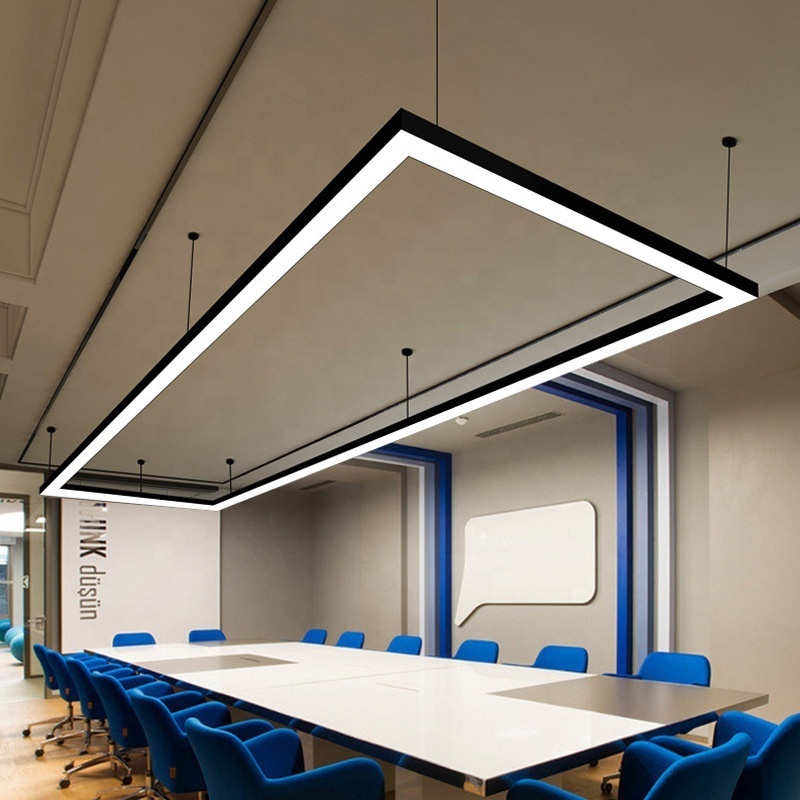 Office Meeting Room Gym Rectangular LED Linear Pendant Light Large Ceiling Chandelier Pendant Lamp Billiard Lighting Fixtures