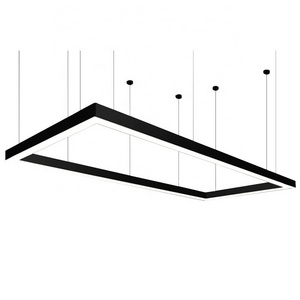 Office Meeting Room Gym Rectangular LED Linear Pendant Light Large Ceiling Chandelier Pendant Lamp Billiard Lighting Fixtures