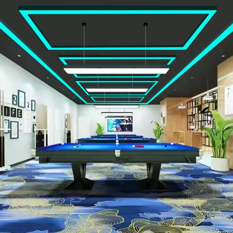 Office Meeting Room Gym Rectangular LED Linear Pendant Light Large Ceiling Chandelier Pendant Lamp Billiard Lighting Fixtures