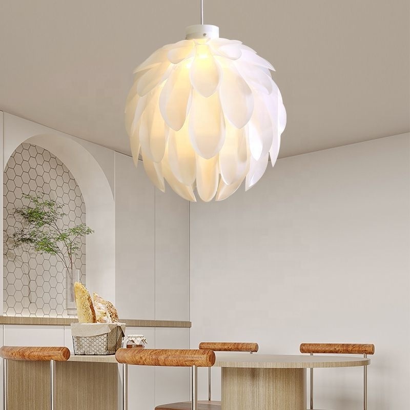 Wholesale Hotel Lights Dining Hall Bedroom Living Room Danish Pinecone White Pendant Light Nordic Decorative Petal Chandelier