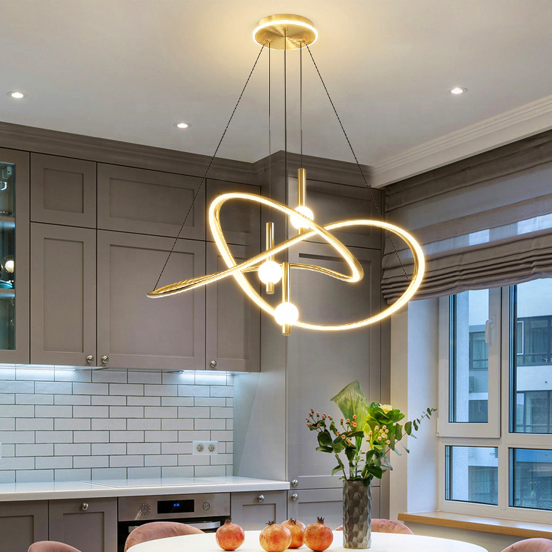 Nordic gold black white ceiling chandelier modern LED pendant light for kitchen island dining room living room or restaur