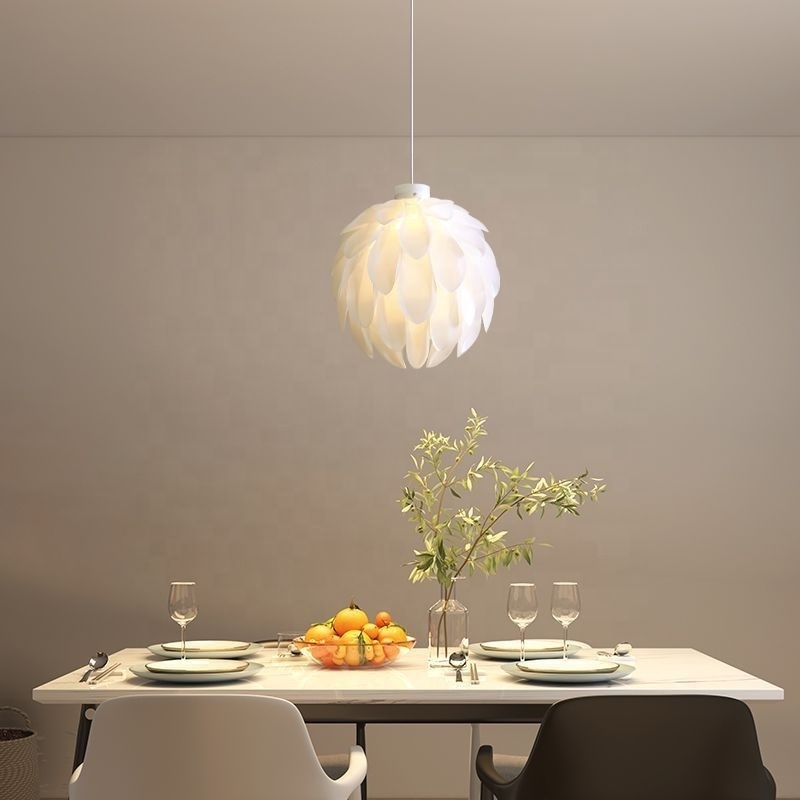 Wholesale Hotel Lights Dining Hall Bedroom Living Room Danish Pinecone White Pendant Light Nordic Decorative Petal Chandelier