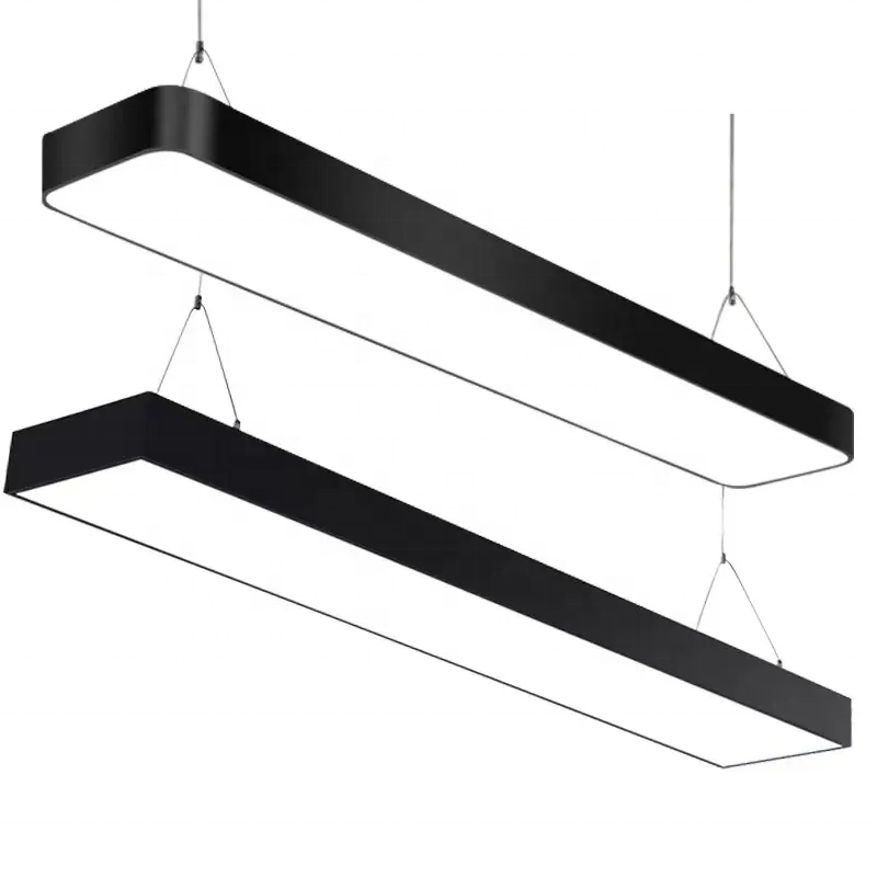 Commercial Office Meeting Room Classroom Suspended Linear Light Strip LED Panel Light Ceiling Hanging Rectangular Pendant Light