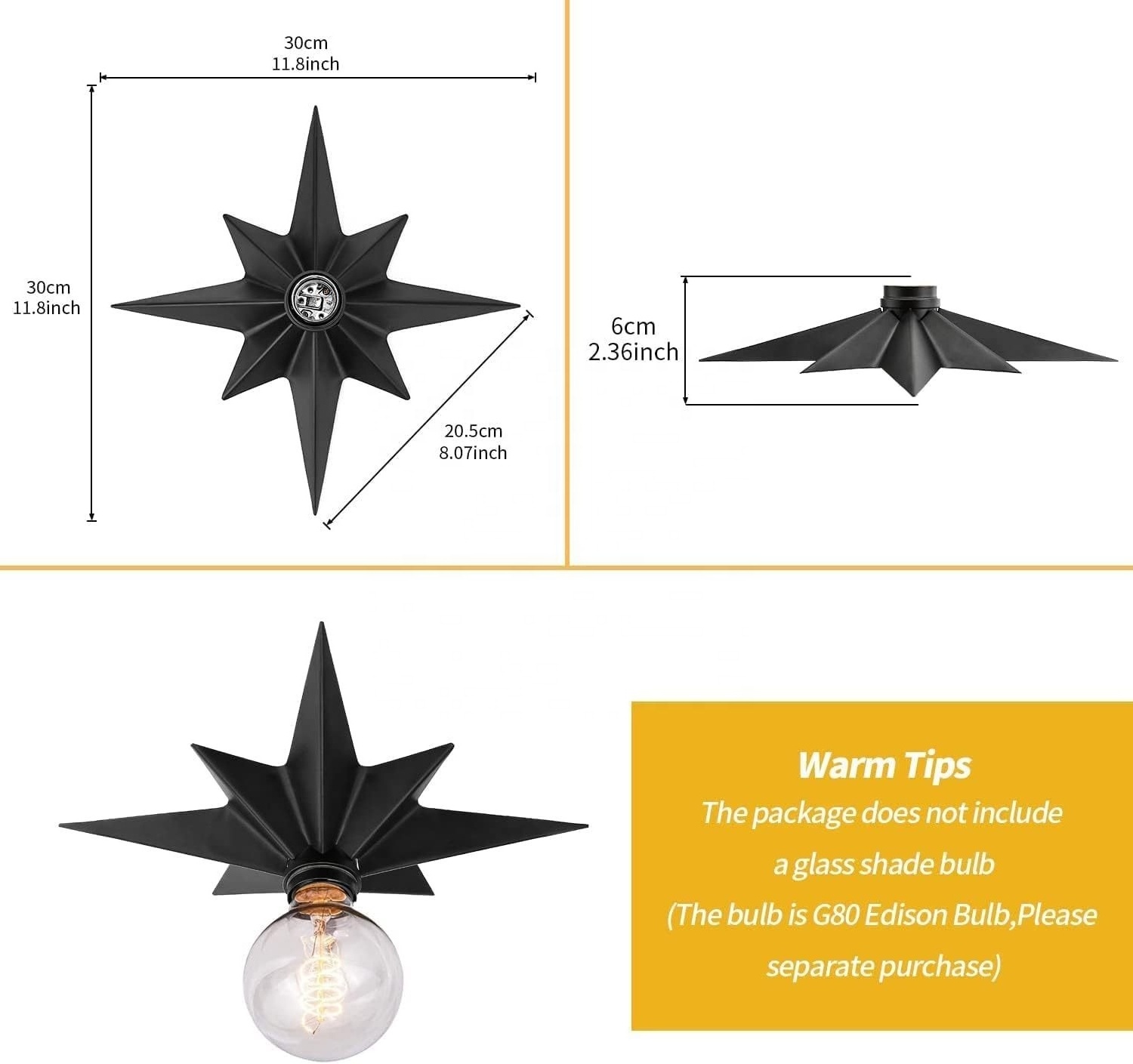 Creative Surface Mounted Star Ceiling Chandelier Iron Lights Fixtures for Nordic Bedroom Living Room Lighting