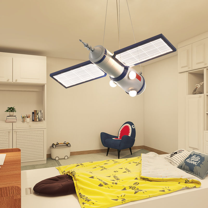 Kids Bedroom Decoration Lamp Astronaut Satellite Ceiling Chandelier Creative Space Station Shop Model Lamp Lights