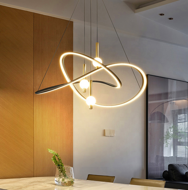 Nordic gold black white ceiling chandelier modern LED pendant light for kitchen island dining room living room or restaur