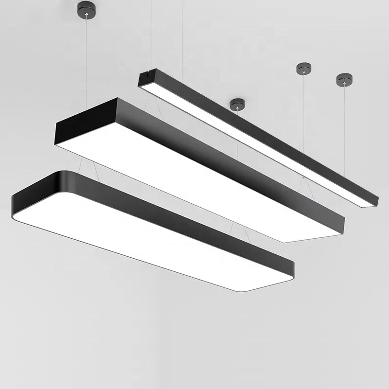 Commercial Office Meeting Room Classroom Suspended Linear Light Strip LED Panel Light Ceiling Hanging Rectangular Pendant Light