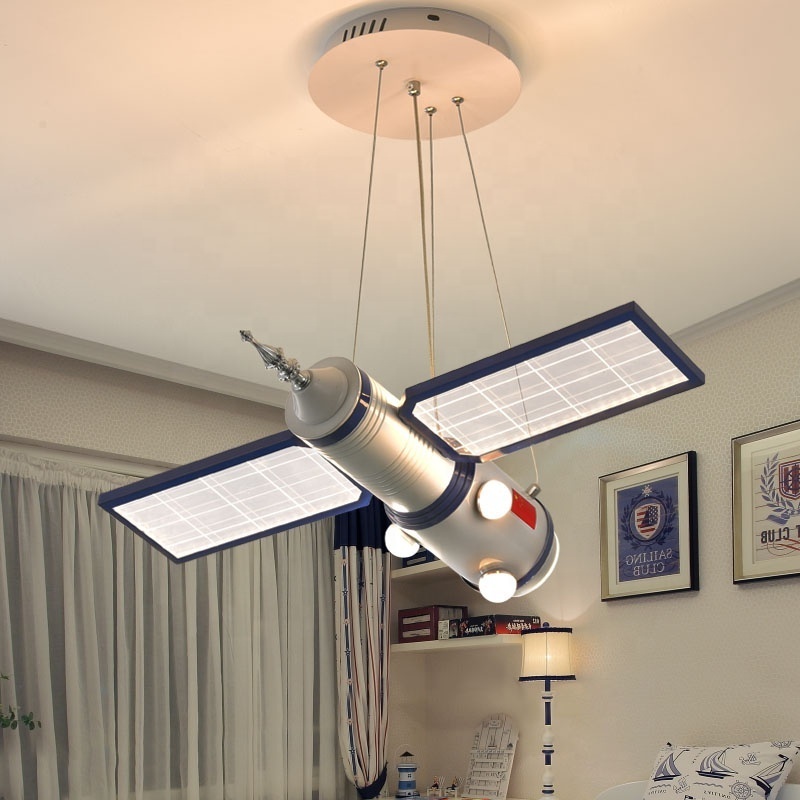 Kids Bedroom Decoration Lamp Astronaut Satellite Ceiling Chandelier Creative Space Station Shop Model Lamp Lights