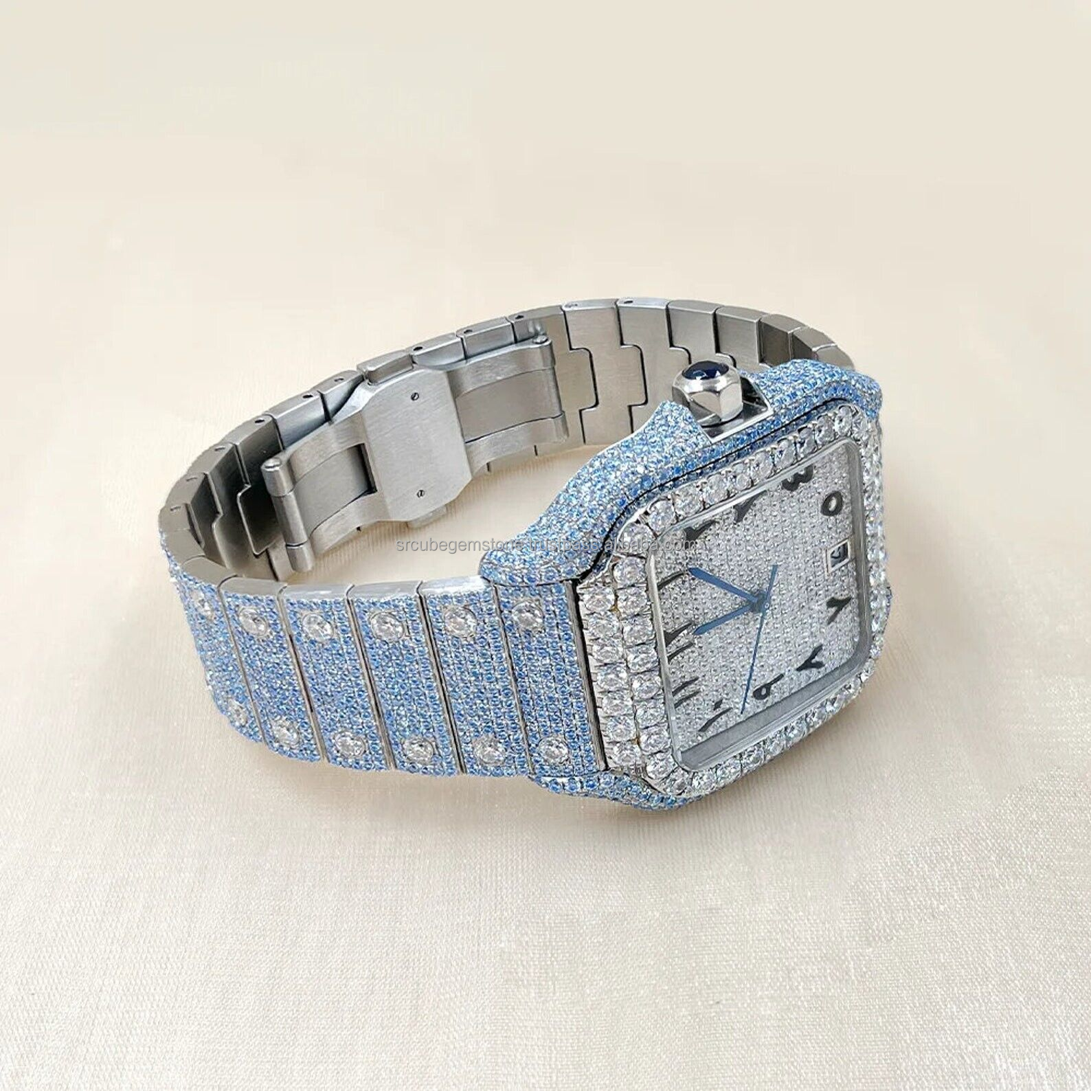 Luxury Design With Premium Quality Moissanite Diamond Watch For Men's And Giving Gifts With Reasonable Price From India