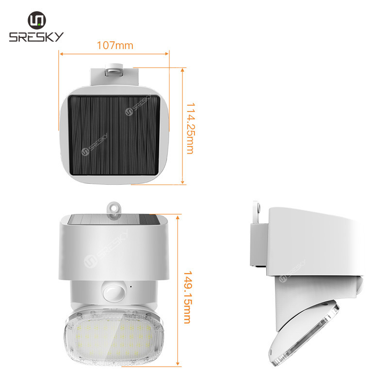 Sresky Three angle adjustable solar wall light, waterproof design, high brightness lighting can be used outdoors