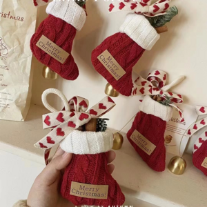 Xmas Stockings Hanging Ornament Gift Treat Bag Fireplace Decorative Christmas Stocking Knitted Pattern for home Party Decoration