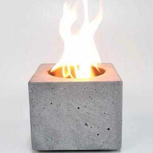 Premium Portable Rubbing Alcohol Personal Table Top Fireplace Concrete Square Mini Smokeless Tabletop Fire Pit Fire Bowl Indoor