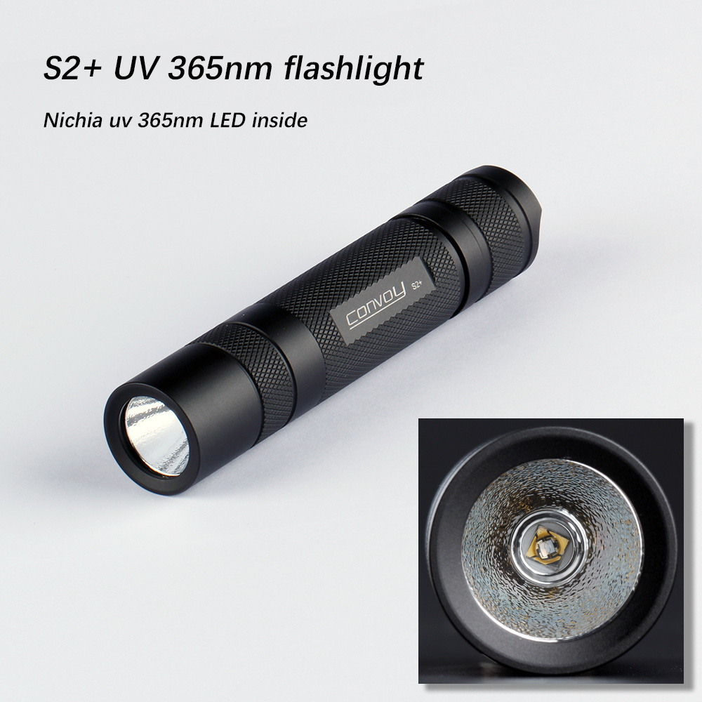 2020 Update Convoy S2+ Nichia 365nm UV LED Flashlight with IP65 Waterproof