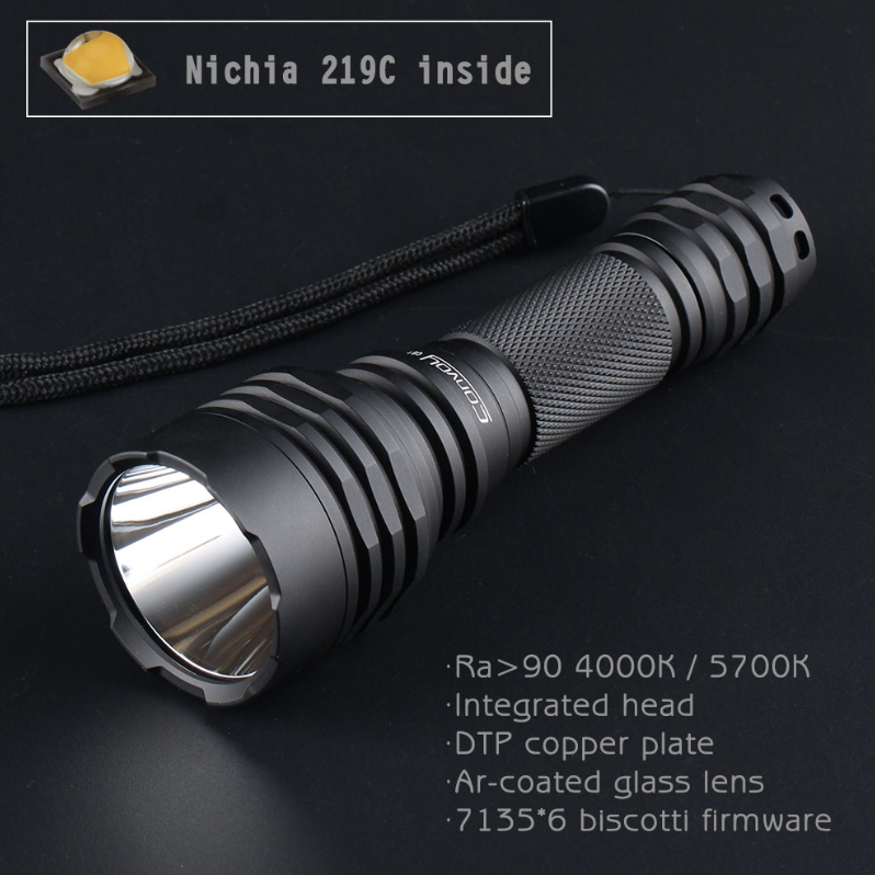 Ra>90 Convoy C8+ with Nichia 219C DTP Copper Plate Ar-Coated Glass Lens LED Flashlight, 7135 Biscotti Firmware