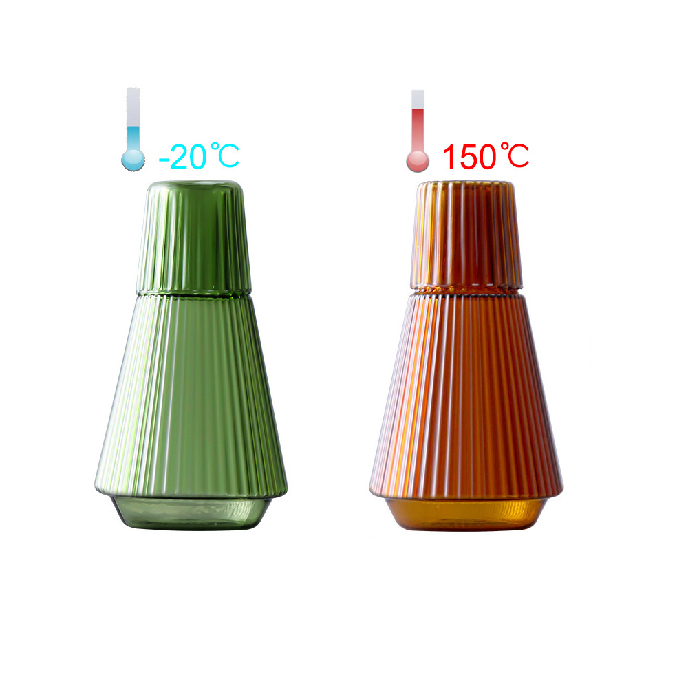 Home and Kitchen Handmade Hot and Cold Heat Resistant Borosilicate Beverage Juice Jug Pitcher Glass Bottle Water Carafe with Cup