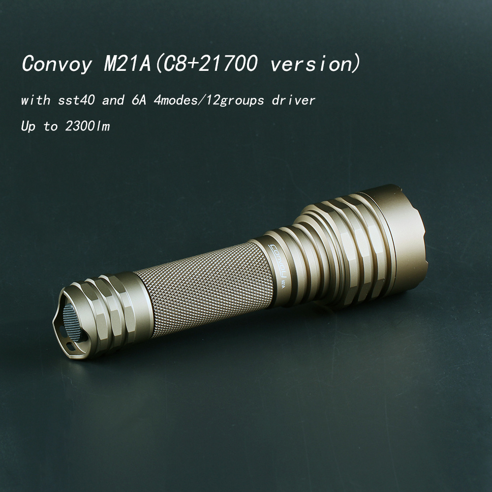 New Sand Color Convoy M21A Flashlight LED Torch SST40 2300lm 21700 18650 Battery in  6500K White Tint