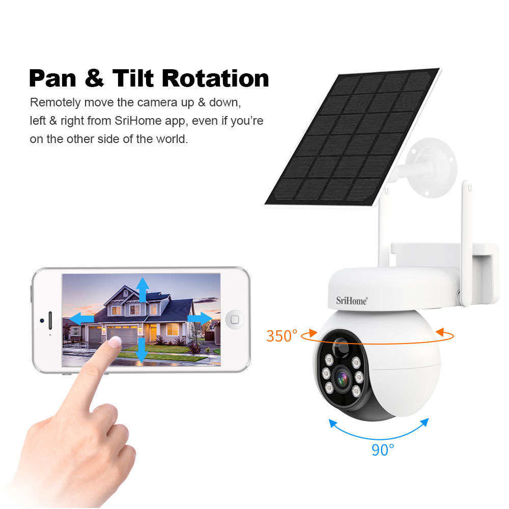 2023 SriHome OEM/ODM 4G Cameras Outdoor 5V/12V IP66 CCTV Surveillance Multi-function Solar Panel Camera Surveillance System