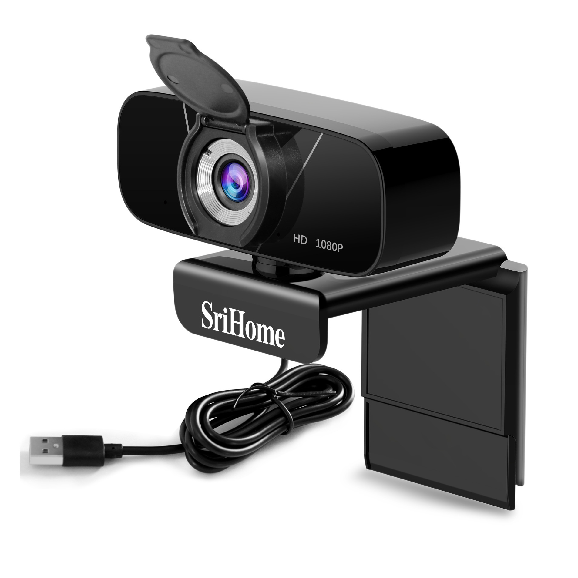 SriHome 1080P Webcam with Dual Microphone Privacy Cover - Auto focus Computer Camera Laptop Desktop USB PC Web Cam