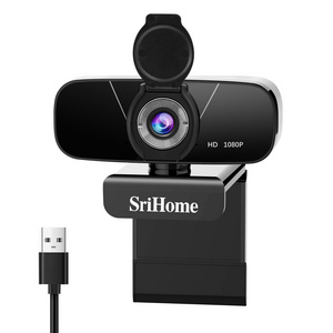 SriHome 1080P Webcam with Dual Microphone Privacy Cover - Auto focus Computer Camera Laptop Desktop USB PC Web Cam