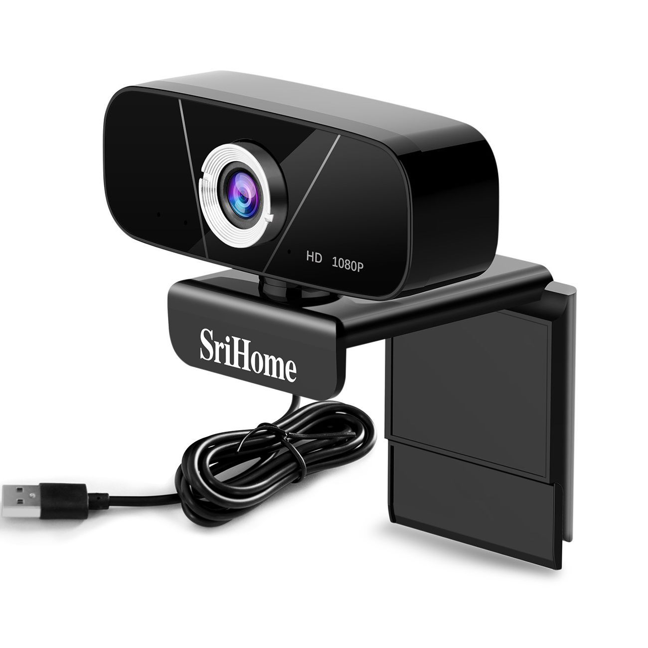 SriHome 1080P Webcam with Dual Microphone Privacy Cover - Auto focus Computer Camera Laptop Desktop USB PC Web Cam