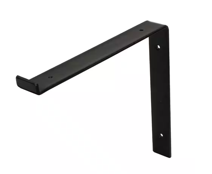 Black Steel Shelf Bracket Wood Shelving hand-forged heavy-duty hammered metal edges sturdy Wall-Mountable storage industrial