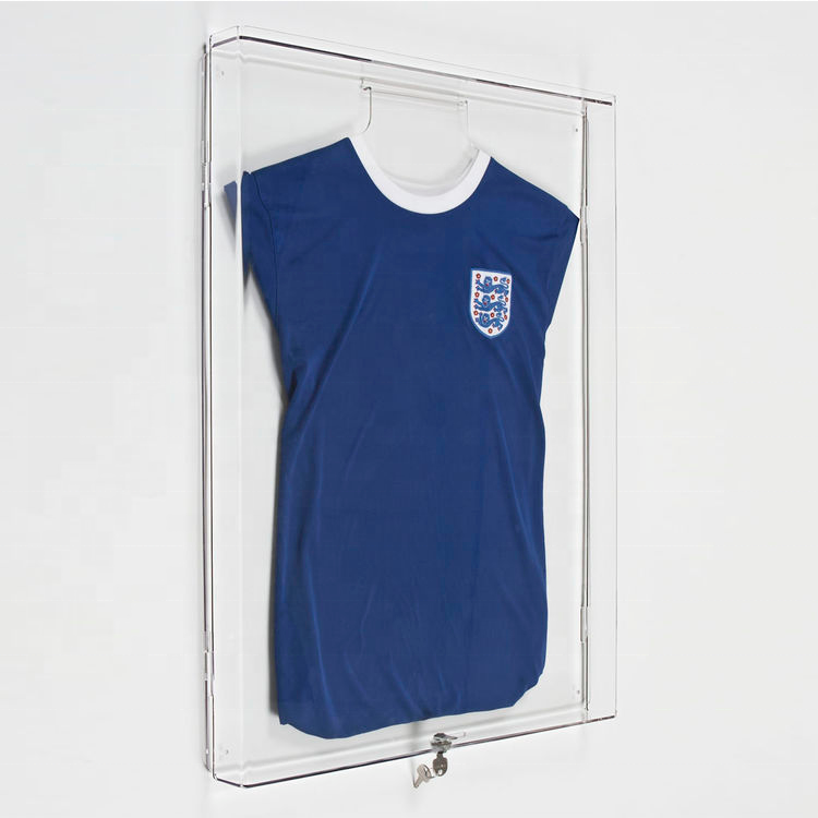 Square Plexiglass Jersey Display Rack With Shelves Acrylic T-shirt display rack storage cabinet