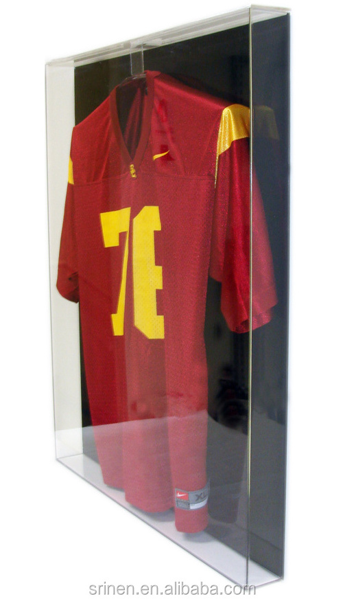 Square Plexiglass Jersey Display Rack With Shelves Acrylic T-shirt display rack storage cabinet