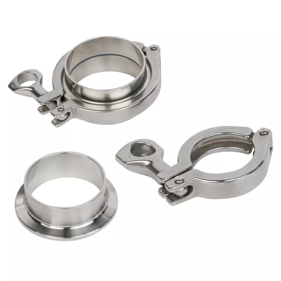 Complete Set Sanitary Tri clamp Stainless Steel Union Fitting Food Grade Weld Ferrule + Gasket Set + Tri Clamp