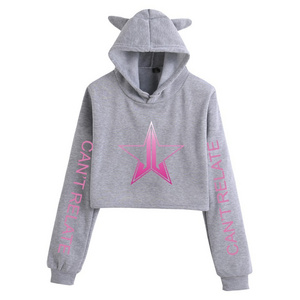 2022 new autumn and winter net celebrity Jeffree Star fashion cat ears navel hooded women's sweater