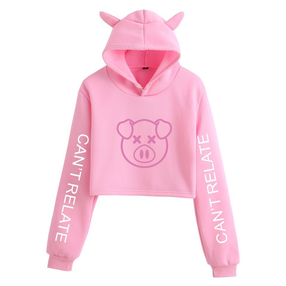 2022 new autumn and winter net celebrity Jeffree Star fashion cat ears navel hooded women's sweater