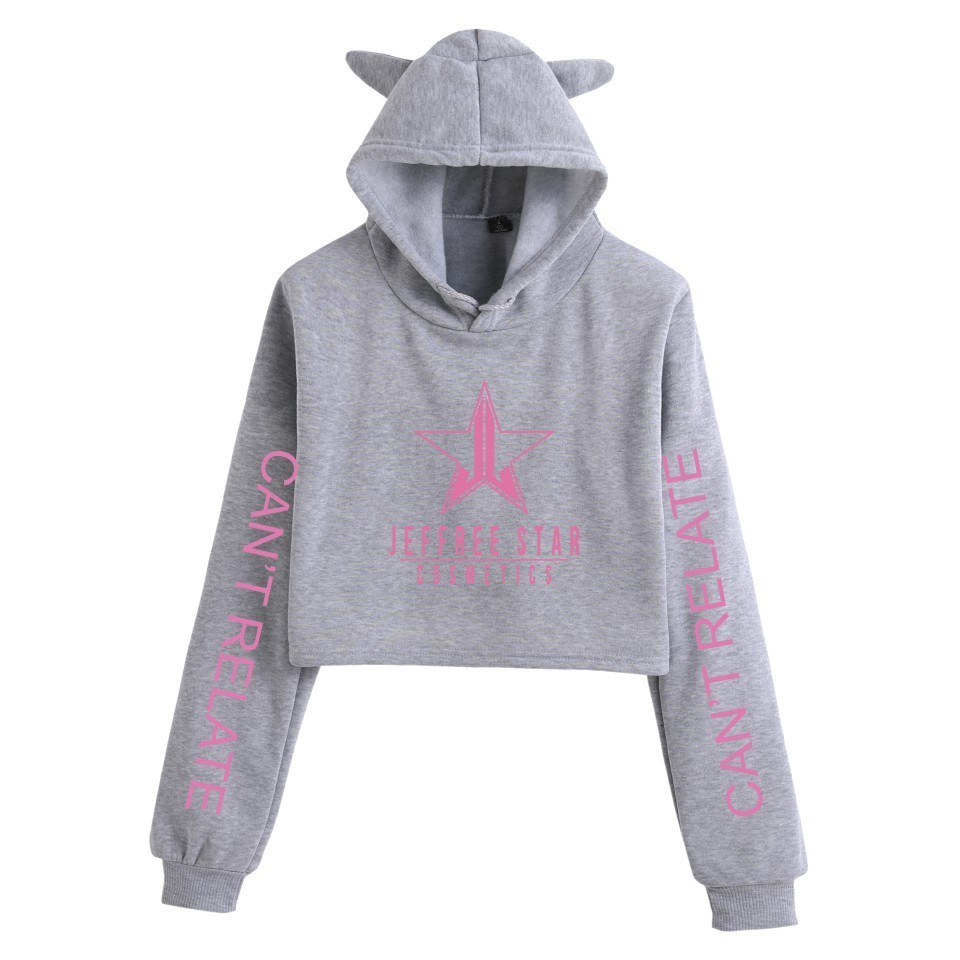 2022 new autumn and winter net celebrity Jeffree Star fashion cat ears navel hooded women's sweater