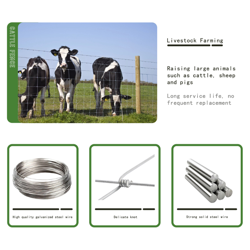 Sheep  deer  cattle and horse fence Solid Lock Graduated Steel Wire Mesh Knotted Animal Fence Rolls