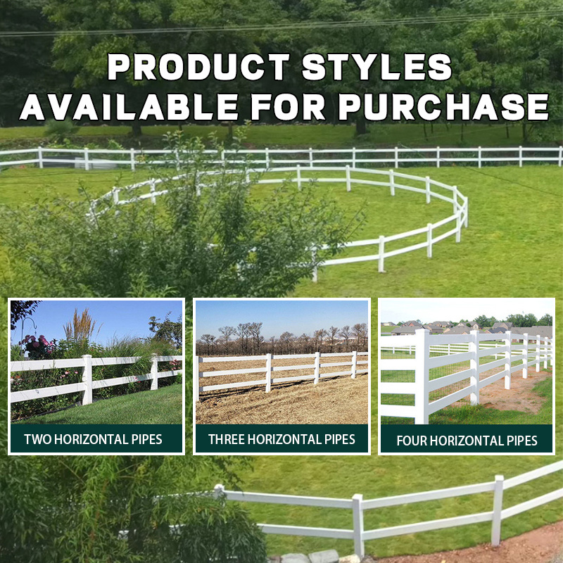 China production plastic white vinyl cattle and sheep farm fence thick type 2 rail 3 rail PVC farm fence for horse