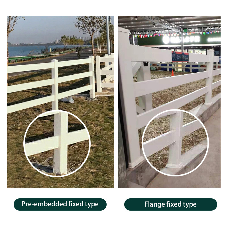 China production plastic white vinyl cattle and sheep farm fence thick type 2 rail 3 rail PVC farm fence for horse