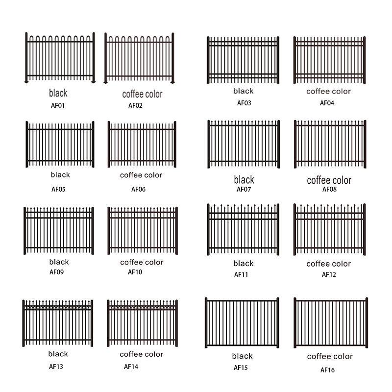 Modern Metal Fence Aluminum Picket Wrought Iron Fence Panels Steel Tubular Fence