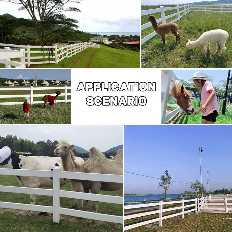 China production plastic white vinyl cattle and sheep farm fence thick type 2 rail 3 rail PVC farm fence for horse