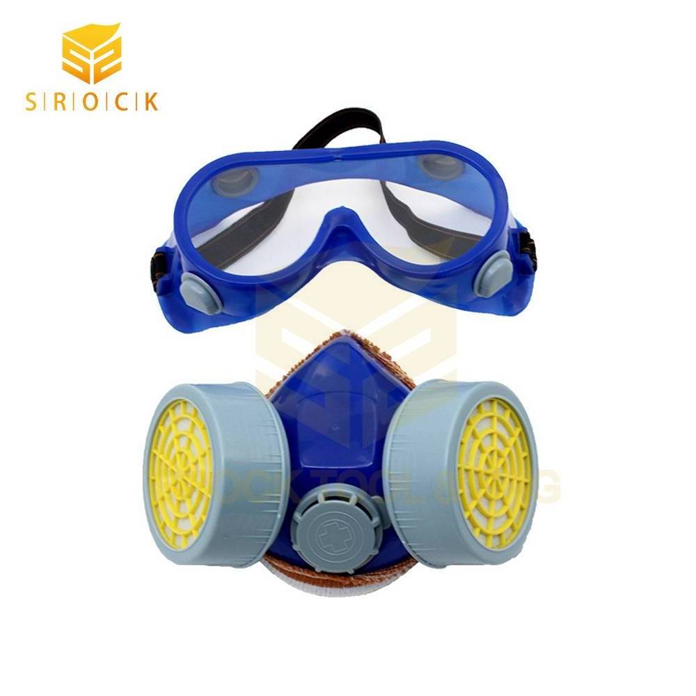 Chemical Gas Anti-Dust Spray Dual Cartridge Respirator Paint Filter Mask Goggles Set